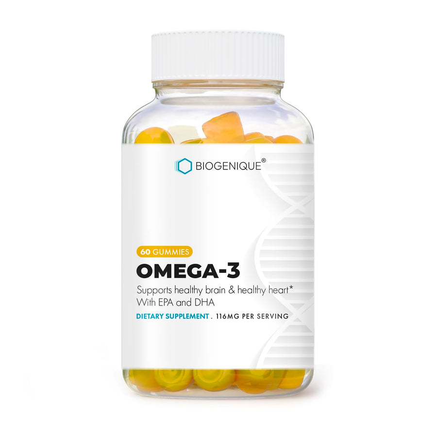 Omega 3 Fish Oil Gummies for Adults with Omega 3 EPA/DHA, Heart Health, Strength Joint & Brain Support 60 Gummies Natural Orange & Apple Flavor - Non-GMO, Gluten Free