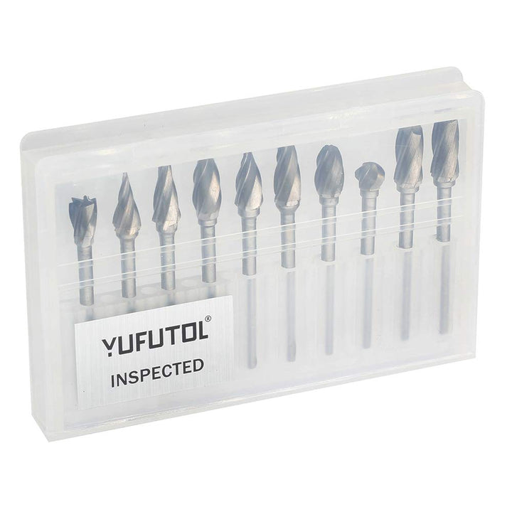 1/8 inch Carbide Burr Set - 10pcs Aluma Cut Carbide Rotary Burrs for Aluminum 3mm Shank Fits Die Grinder Drill for Woodworking,Drilling, Aluminum Craving,Engraving, Polishing