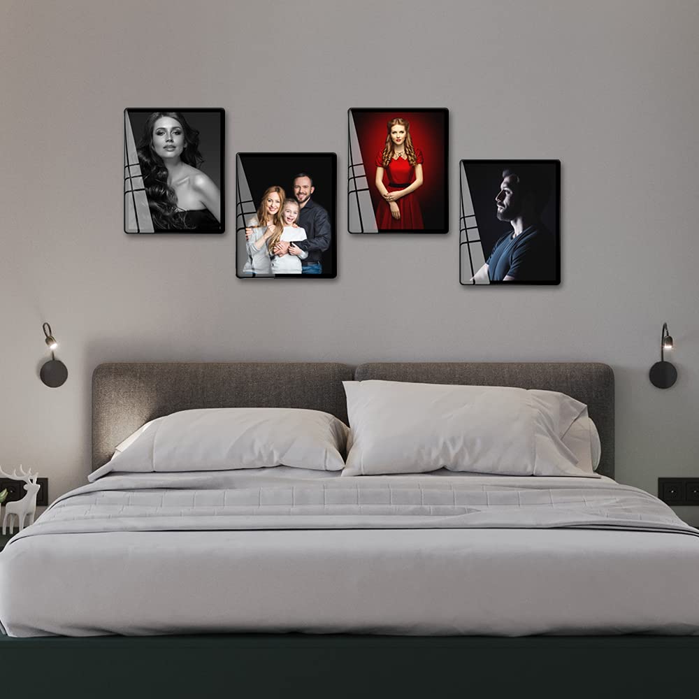 8x10 Picture Frame, Real Glass Frame, Cool 8×10 picture frame,can be Vertical and Horizontal, Matted for wall and tabletop Decor (8x10, Black)