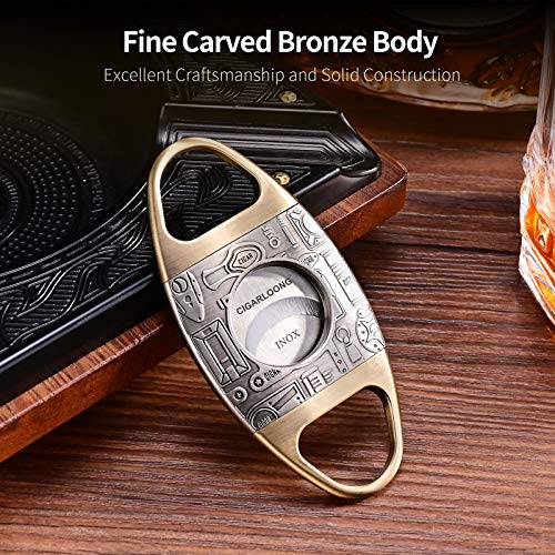 CIGARLOONG Cigar Cutter Bronze Engrave Stainless Steel 