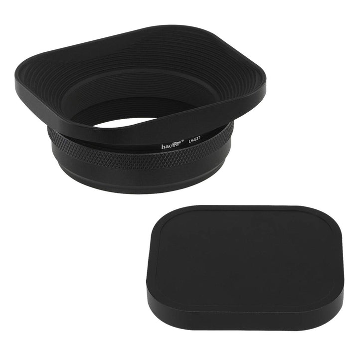 Haoge LH-E3T Square Metal Lens Hood with 49mm Adapter R