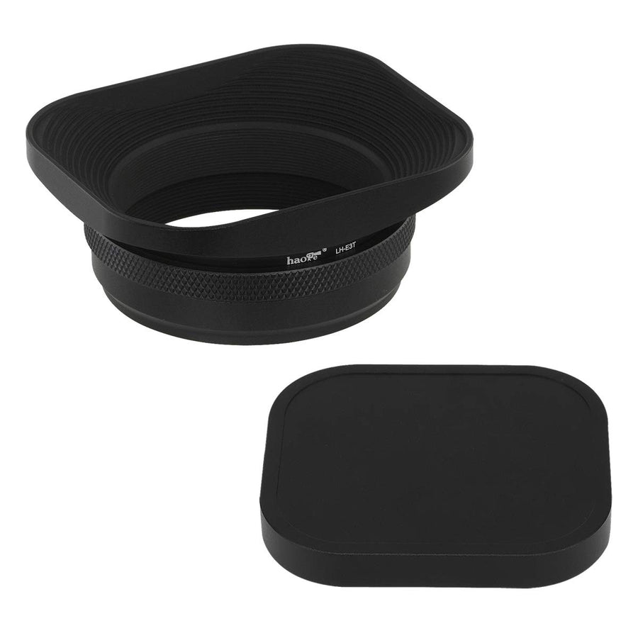 Haoge LH-E3T Square Metal Lens Hood with 49mm Adapter R