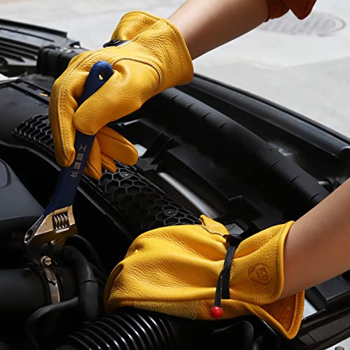 KKOYING Leather Work Gloves, Leather Gloves for Men and