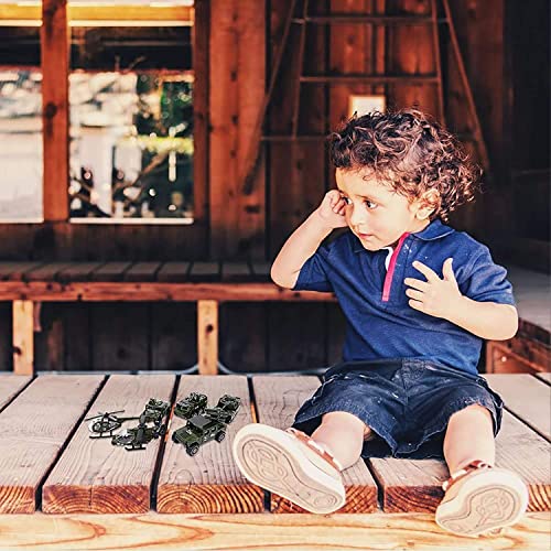 Diecast Military Vehicles, 6 Pack Army Toys Assorted Alloy Metal Model Cars Tank,Helicopter,Panzer,Anti-Air Vehicle Playsets Gift for Boys Kids Age 6 7 8 9 10