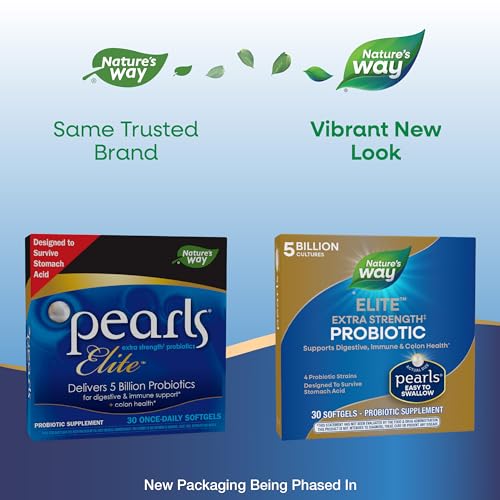 Elite Extra Strength Probiotic Pearls for Men and Women, Supports Digestive, Immune, Colon Health*, 5 Billion Live Cultures, No Refrigeration Required, 30 Softgels (Packaging May Vary)