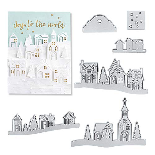 Village House Metal Cutting Dies Stencil Template Molds
