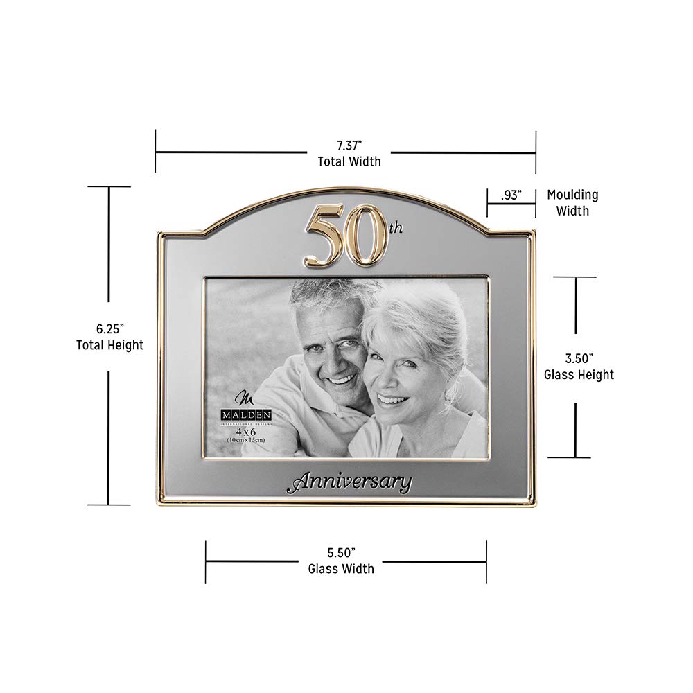 International Designs Wedding 50th Anniversary Two Tone Picture Frame, 4x6, Gold/Silver