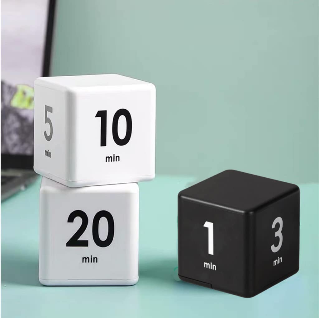 Cube Timer, Kid Focus Study Timer Kitchen Work Timer Time Block Cube Gravity Flip Time Block Cube 1-3-5-10 Minutes Time Management, Black