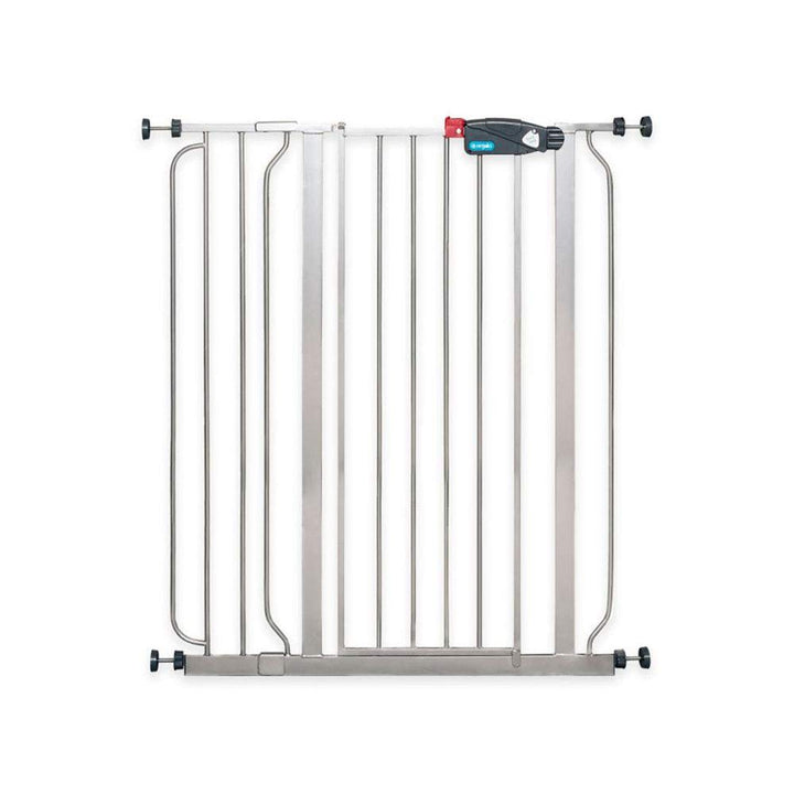 Easy Step Extra Tall Walk Thru Baby Gate, Bonus Kit, Includes 4-Inch Extension Kit, 1 Pack of Pressure Mount Kit and Wall Mount Kit, Platinum