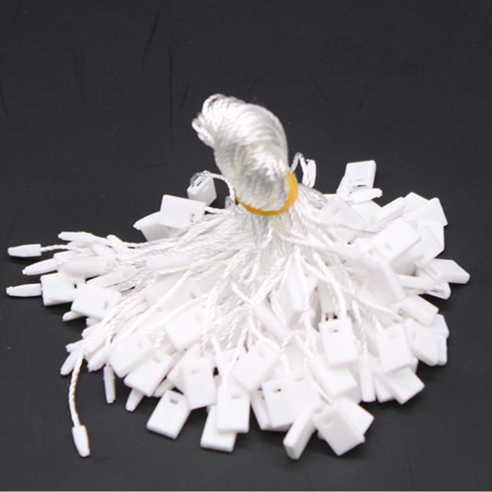 7 1000 Pcs Hang Tag Nylon White String Snap Lock Pin Loop Fastener Hook Ties White Hang Tag String with Push Locker String Snap Lock White Tag Strings