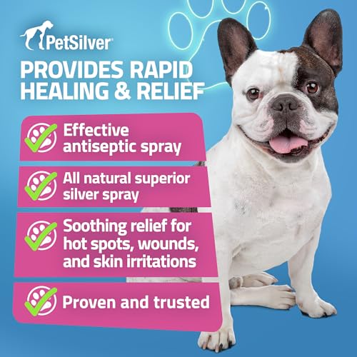 PetSilver Wound & Skin Spray - Dog Wound Spray, Hot Spot, Allergy Relief for Dogs, Itch Spray for Cats - Natural Skin Soother - Chelated Silver, Superior to Colloidal Silver - Made in USA - 4 fl oz