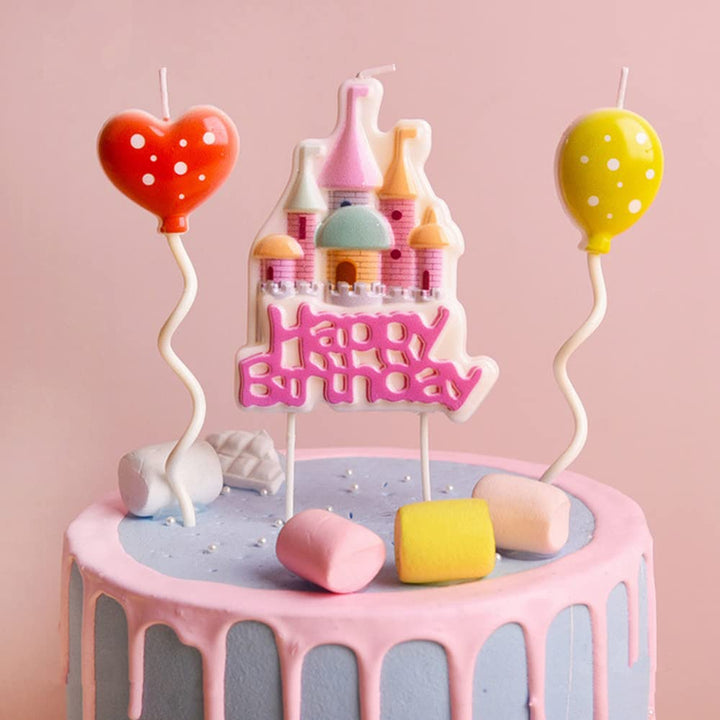 Castle Happy Birthday Candle Set,Fairy Tale Theme Baby 