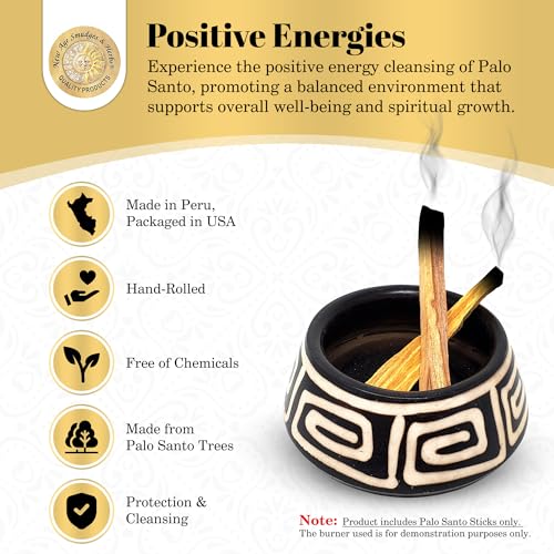 Sacred Palo Santo Wood Incense Sticks - New Age Smudges &amp; Herbs | Harness &#39;Holy Wood&#39; for Cleansing, Meditation &amp; Energy | Ethically Sourced, Aromatic | 6 Premium Sticks for Spiritual Enrichment