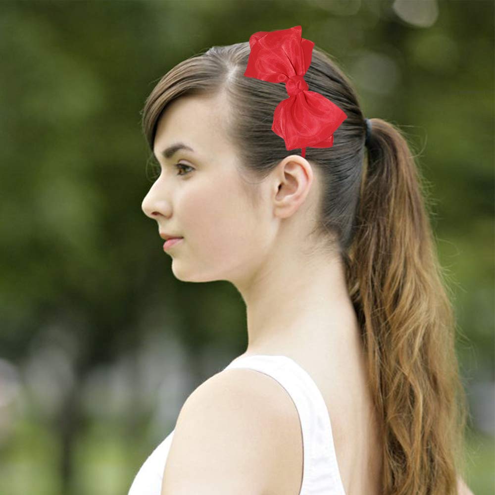 Bow Headband Lace Bowknot Hair Bands Big Bow Ribbon Halloween Hair Hoop Women Girls Bow Hairband Party Decoration Headdress Cosplay Costume Headwear Headpiece Christmas Hair Accessories 1 Pack Red