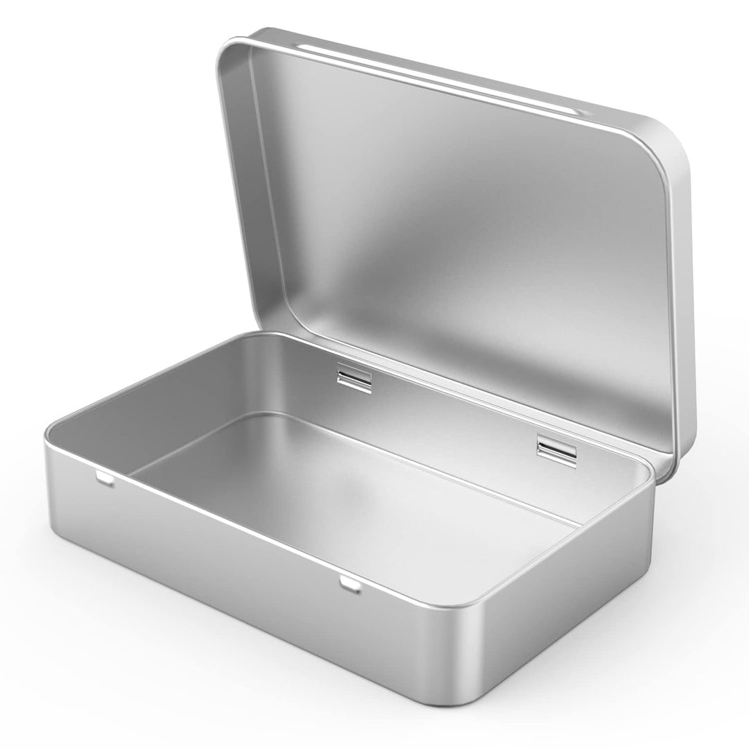 8 Pack Tin Box Containers 3.7 x 2.4 x 0.8 Inch Metal Tins Storage Box with Hinge Lids, for Home Storage, Outdoor Active Storage Containers, Home Organizer Small Tins, Gold