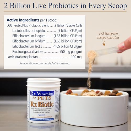 Rx Biotic Probiotics for Dogs &amp; Cats - Digestive Supplement for Pets - 2.12 oz