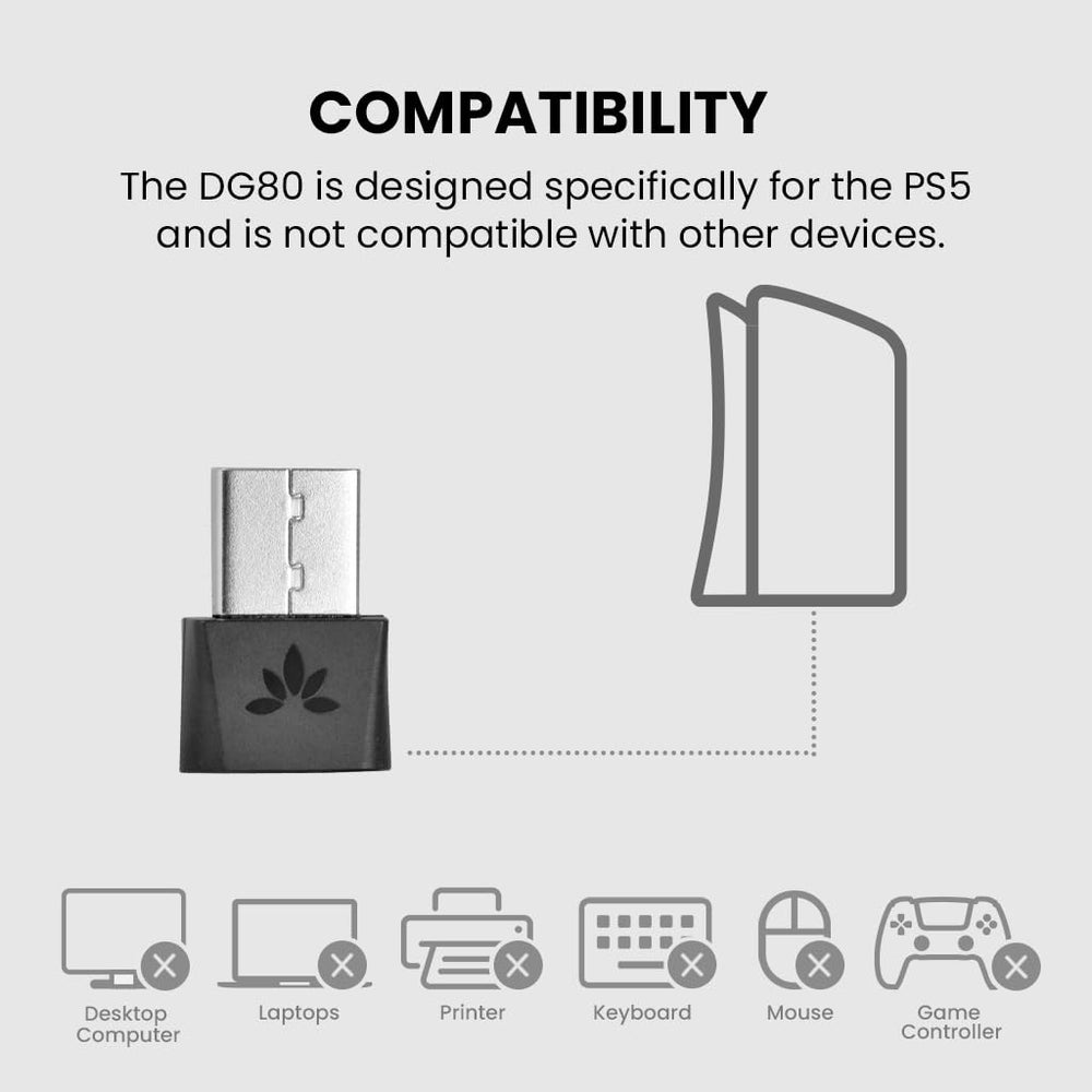DG80 - Bluetooth 5.3 Adapter for PS5 & Gaming Consoles with Low Latency & aptX-Adaptive, Wireless Audio Transmitter for Headphones & Earbuds
