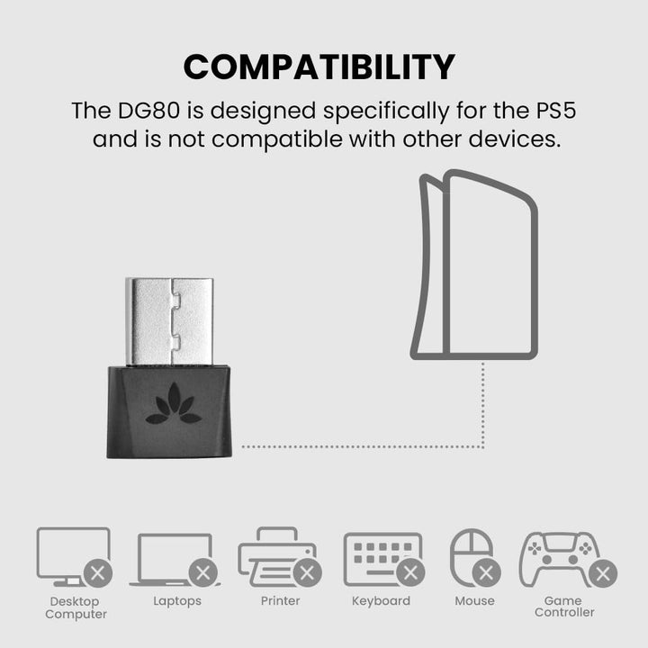DG80 - Bluetooth 5.3 Adapter for PS5 &amp; Gaming Consoles with Low Latency &amp; aptX-Adaptive, Wireless Audio Transmitter for Headphones &amp; Earbuds