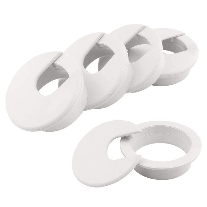 Desk Grommet 2 Inch, Plastic Wire Organizers, Computer Cable Hole Cover Plug Cap Insert (White, 5)