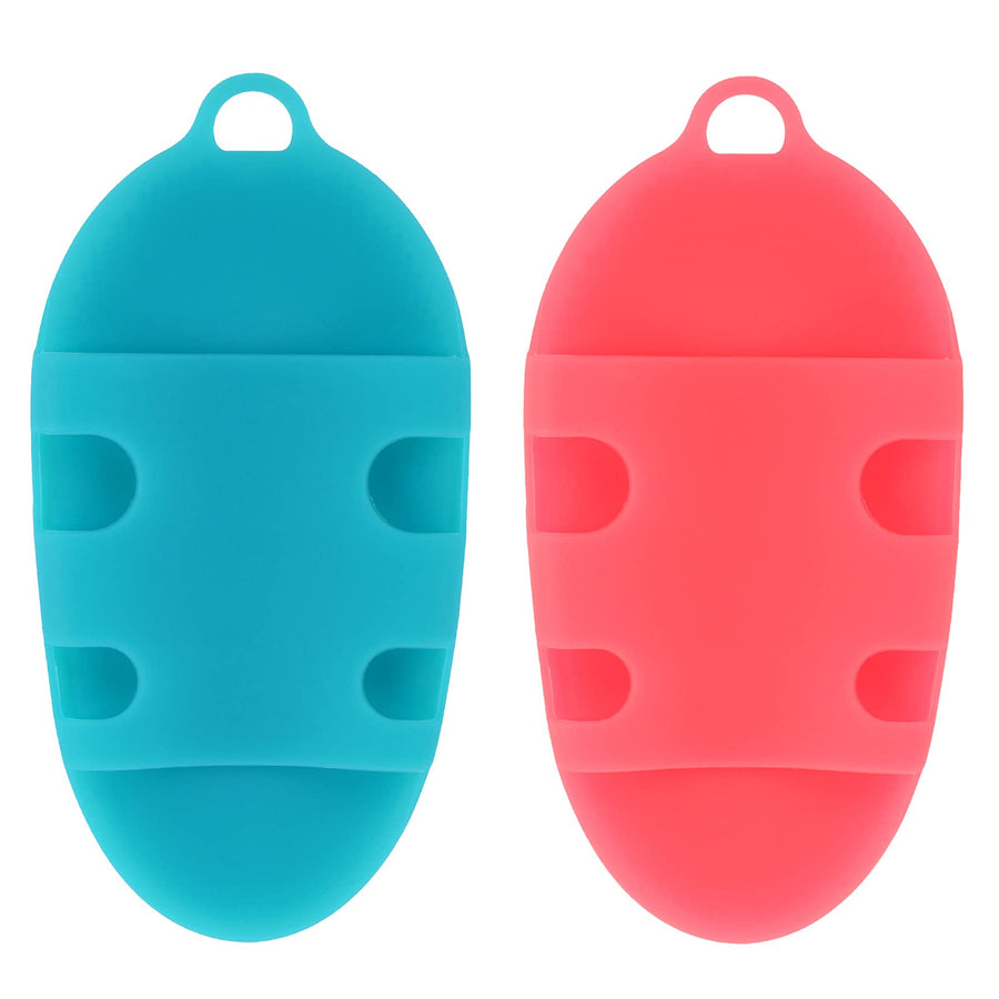 Food-Grade Silicone Body Scrubber Shower Cleansing Brush Bath Exfoliating Skin Massage Tool, for Sensitive and All Kinds of Skin (Blue+Pink)