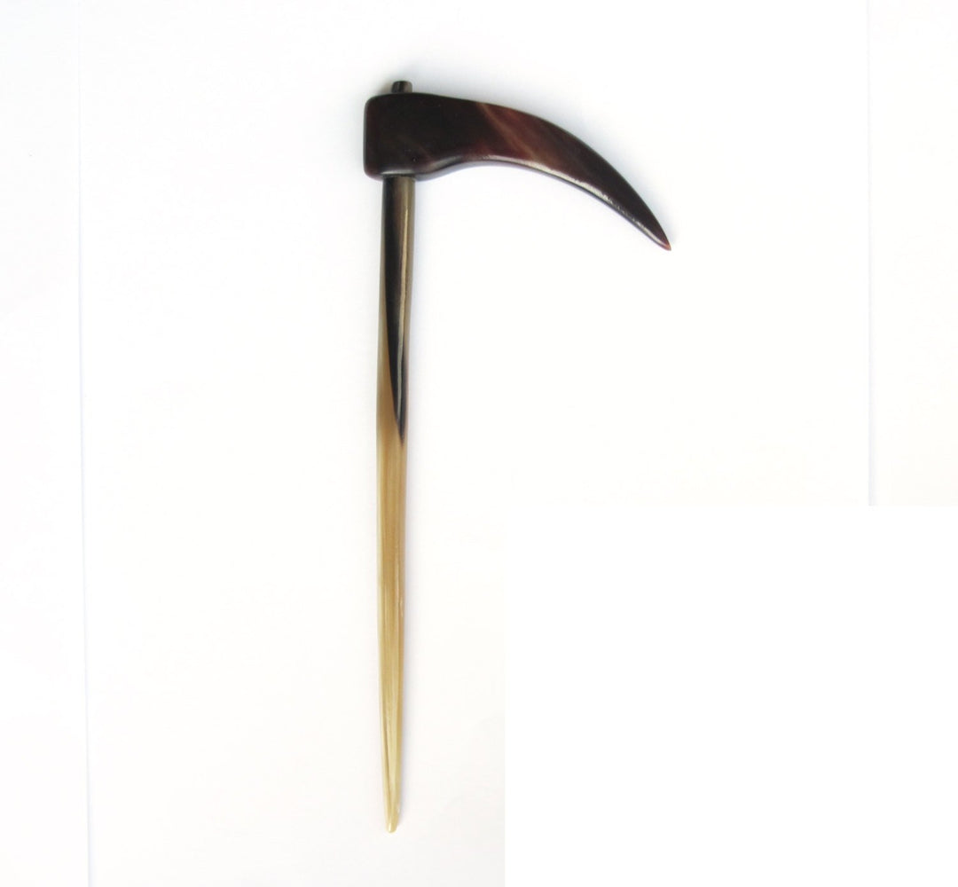 Translucent Death Scythe Buffalo Horn Hair Stick, Hairstick, Hair Pin, Hairpin, Hair Accessory, Hair Toy Handmade 6.69
