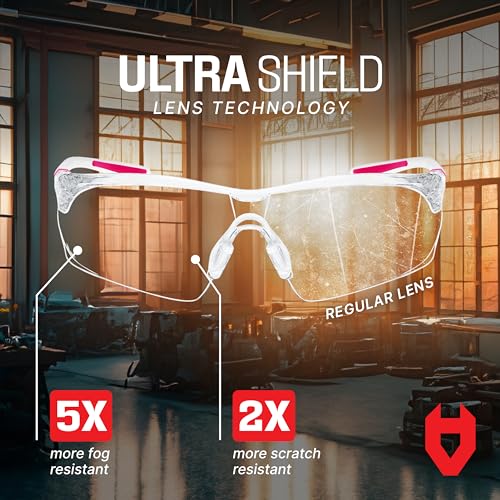 Clear Safety Glasses for Women with Adjustable Frames — Anti Fog Safety Glasses with 100% UV Protection &amp; Scratch Resistance, ANSI Z87.1 Rated — Perfect Safety Goggles for Women, Nursing Goggles