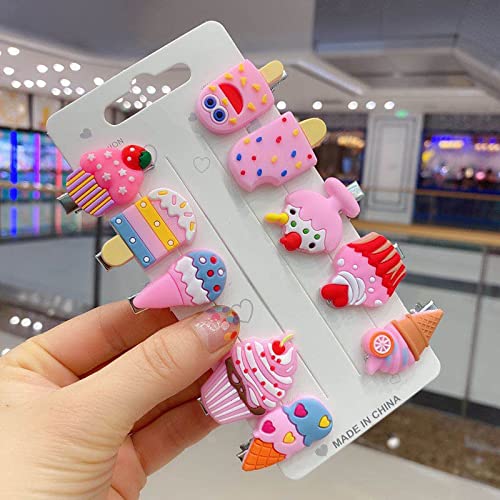 790 pcs Girls Hair Clip Hair Tie Set Toddler Kids Hair Accessories for Girls Hair Clips for Toddler Girls Hair Accessories Set Colorful Ponytail Holders Rubber Bands with 10 pcs Ice Cream Hairpin