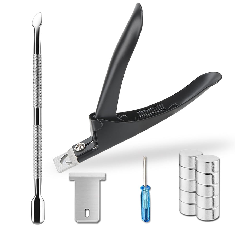 Dr.Nail Adjustable Fake Nail Cutter Stainless Steel Acrylic Nail Clipper False Nails Cutter Fake Nails Clippers Nail Tip Trimmer for Artificial Nail Art Manicure Tools Clip Tool (Black)