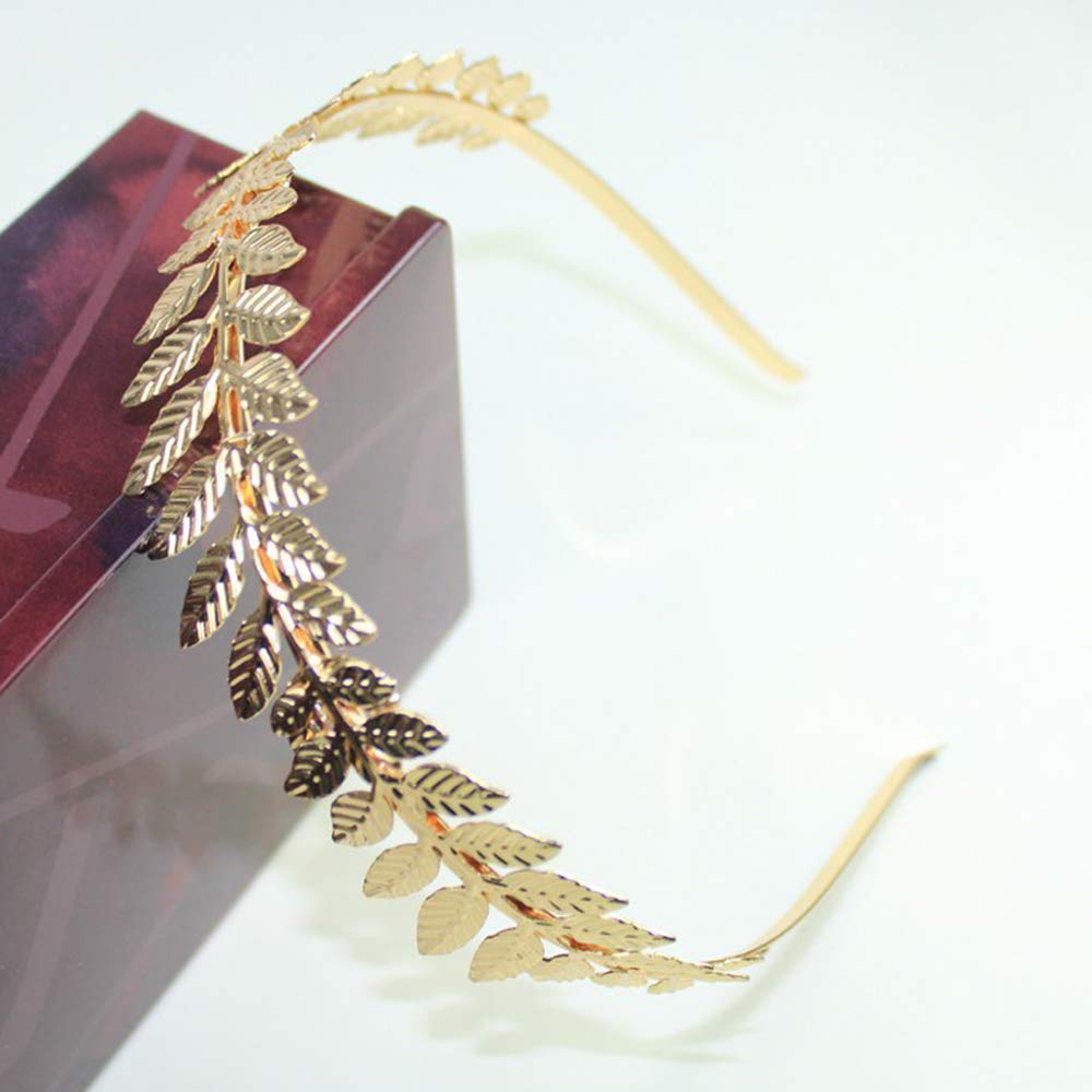 Golden Tone: Leaf Headband Roman Goddess Crown Hair Band Boho Bridal Christmas Hair Hoop Women Girls Wedding Hairband Party Decoration Headdress Cosplay Costume Headwear Handmade