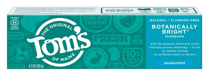 Toms of Maine Botanically Bright SLS Free with Peppermint Toothpaste, 4.7 Ounce -- 6 per case.