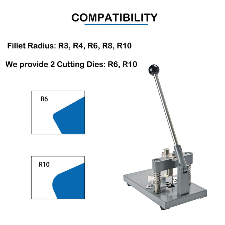 Corner Rounder Cutter Machine Paper Corner Punch, R6mm R10mm 1.2”/ 30mm Thickness Heavy Duty Commercial Card Cutter with Paper Holding Device for Office Business