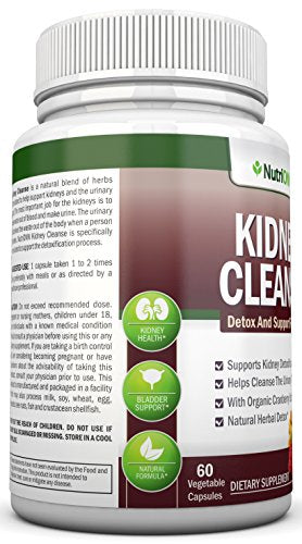 KIDNEY CLEANSE - Detox and Support For Urinary Tract, Bladder and Kidneys - All Natural Herbal Supplement Formula With Organic Cranberry, Astragalus, Turmeric, Goldenrod, Gravel Root, Juniper and More