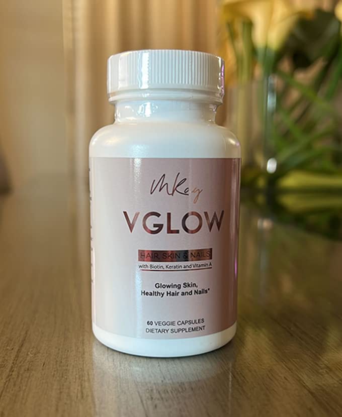 VGlow Hair Skin &amp; Nails Vitamin for Supporting Healthy Hair and Nails Multivitamin &amp; Vegan Dietary Supplement, Gluten Free, 60 Tablets