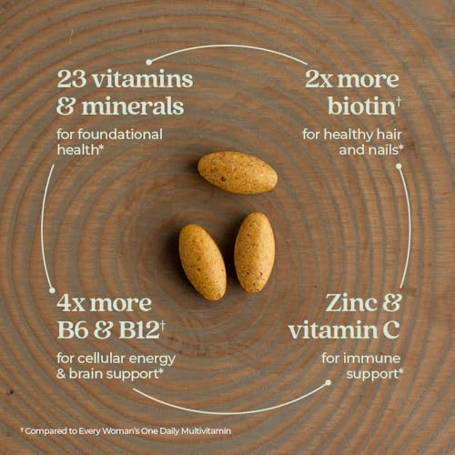Women&#39;s Multivitamin 40+ Advanced Formula for Heart, Hormone, Immune &amp; Energy Support, Higher Levels of Whole-Food Fermented B Vitamins +D3, Made with Organic Non-GMO Ingredients, 96 Count