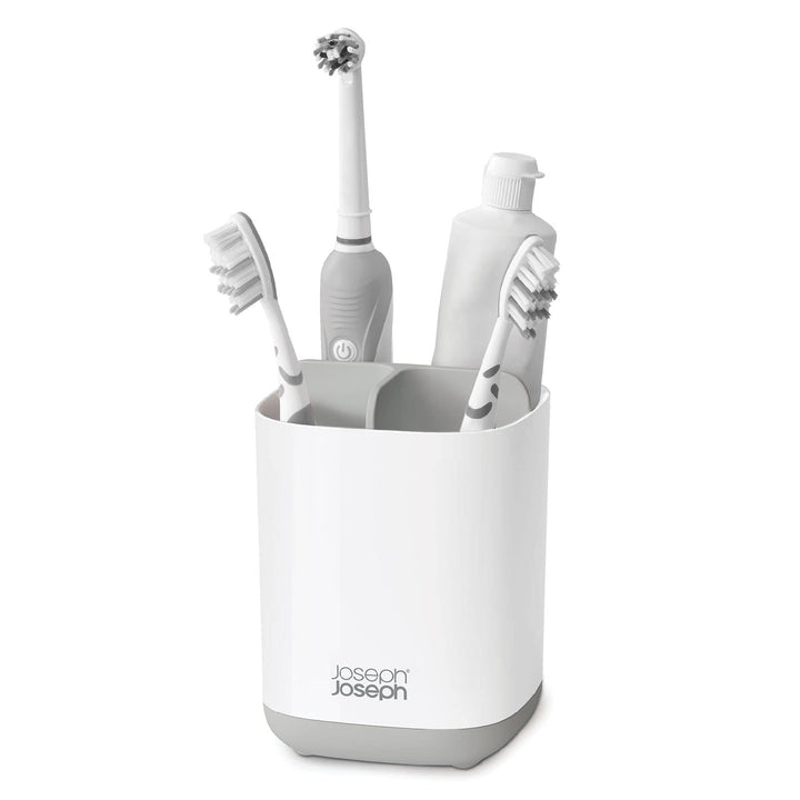 Easy-Store - Compact Toothbrush Holder Caddy Bathroom Storage , Grey/White, Regular