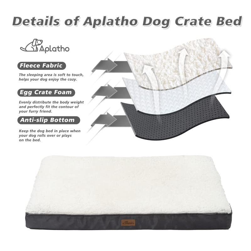 Memory Foam Dog Bed, Dog Mat for Medium Large Dogs, Orthopedic Egg Crate Pet Bed Mattress with Removable Washable and Wear Resistant Cover and Nonskid Bottom