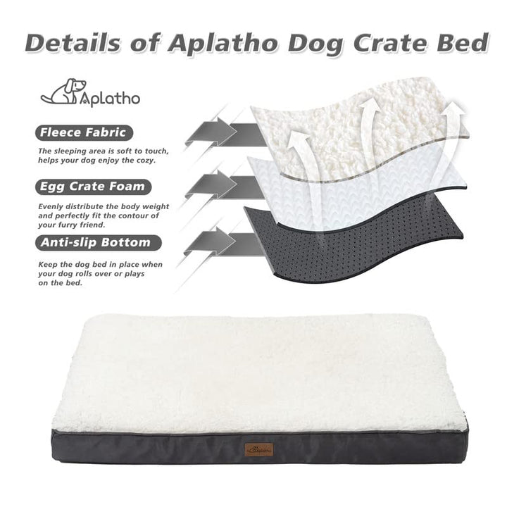 Memory Foam Dog Bed, Dog Mat for Medium Large Dogs, Orthopedic Egg Crate Pet Bed Mattress with Removable Washable and Wear Resistant Cover and Nonskid Bottom