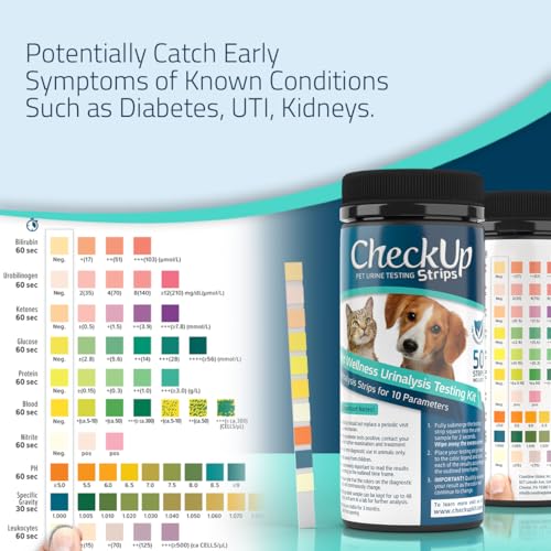 CheckUp Testing Strips x 50 (10 Parameters Urine Test Strips for Cats &amp; Dogs)