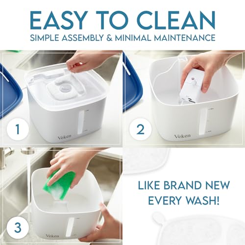 95oz/2.8L Pet Fountain, Automatic Cat Water Fountain Dog Water Dispenser with Replacement Filters for Cats, Dogs, Multiple Pets (Blue, Plastic)