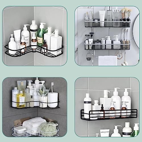 4PCS Shower Caddy Adhesive Sticker Replacement Hook for Corner Shower Caddy Bathroom Rack Shelf Soap Dish Basket Wall Hanging Hook with Strong Sticky, No Drilling