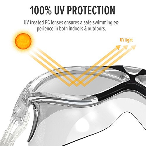 Swim Mask - Wide View Swimming Mask &amp; Goggles Anti-fog Waterproof Black