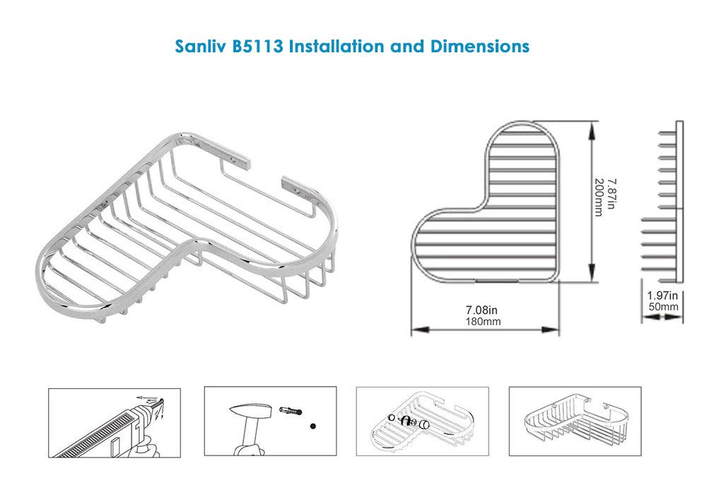 Shower Caddy Basket,Corner Shower Shelf Soap Holder,Brass Wire Basket for Inside Shower Wall Storage Bathroom Organizer in Polished Chrome