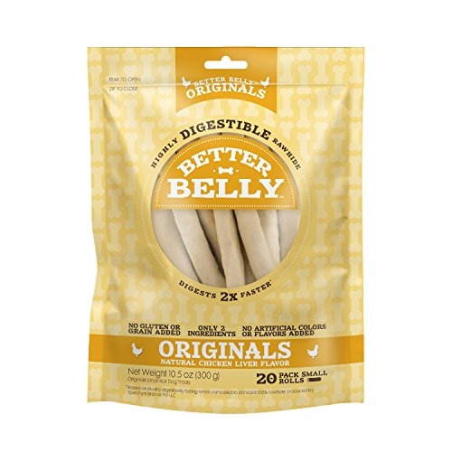 Originals Natural Chicken Liver Flavor Small Rolls Highly Digestible Rawhide Dog Chew, 20 Count