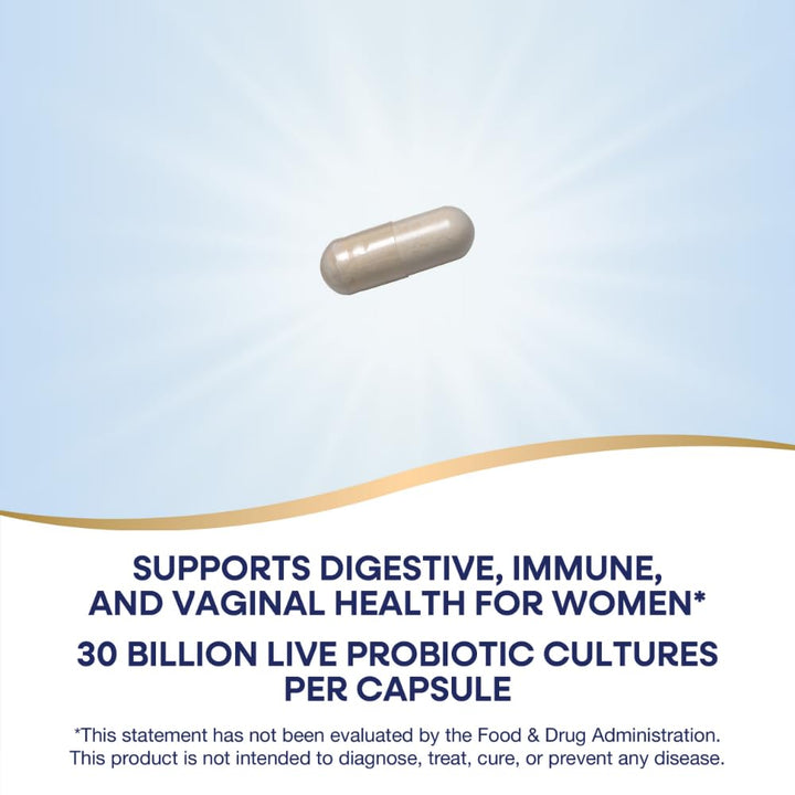 Nature&#39;s Way Fortify Daily Probiotic for Women, 30 Billion Live Cultures, 10 Strains, Prebiotics, Supports Digestive &amp; Immune Health*, No Refrigeration Required, 30 Capsules (Packaging May Vary)