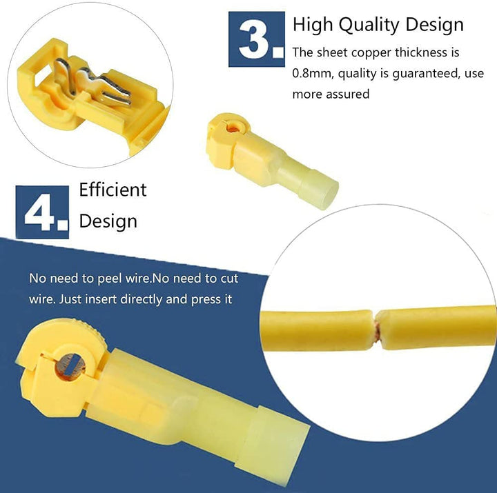 T-Tap Wire Connector, 60Pcs(30 Pairs) Self-Stripping Electrical T Tap Wire Connectors Quick Splice Spade Wire Crimp Terminal Kit with Nylon Fully Insulated Male Quick Disconnect