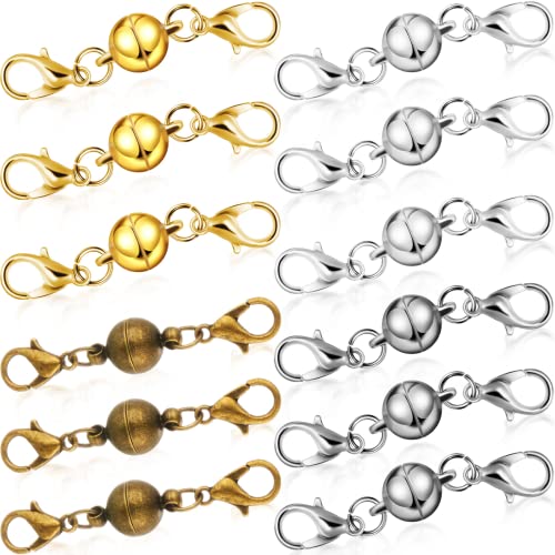 12 Pieces Magnetic Clasps Magnetic Jewelry Clasp Locking 4 Colors 8 mm Magnetic Necklace Clasp 8 mm Magnetic Closures Necklace Chain Clasp Bracelet Necklace Extenders for Jewelry Making DIY Supplies