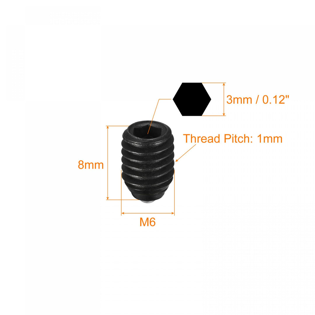 Ball Point Set Screws, 20pcs M6 x 8mm High Carbon Steel Metric Spring Hex Socket Grub Screw