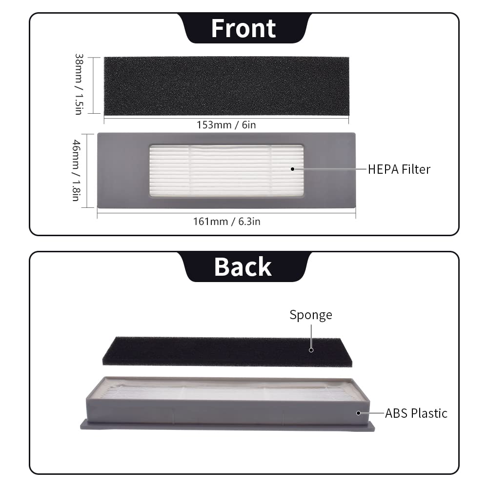 Neutop Replacement Compatible with Ecovacs Deebot OZMO 920, 950, T8 Aivi, T9+, N8 Pro+, N10 Plus, yeedi vac max, vac station, vac 2 pro, Robot Vacuum Parts with 1 Roller Brush 4 Filters 6 Side Brushes