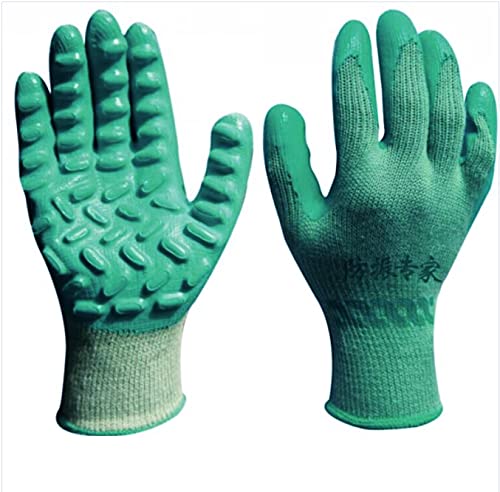 Large Anti-Vibration Rubber Latex Utility Gloves, Wear-Resistant, Non-Slip, Protective for Handheld Tools and Machinery