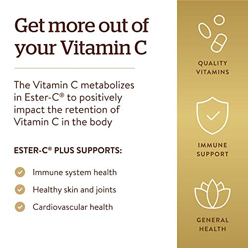 Solgar Ester-C Plus 1000 mg Vitamin C (Ascorbate Complex) - 180 Tablets - Gentle &amp; Non Acidic - Supports Upper Respiratory Health - Non-GMO, Gluten-Free - 180 Servings
